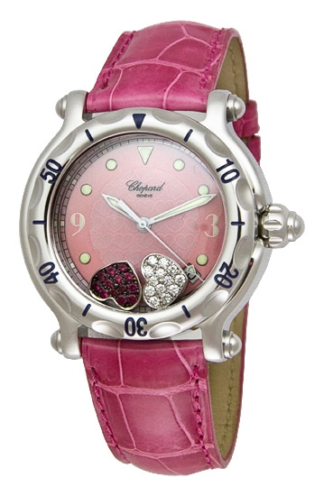 Chopard Happy Sport Series Ruby Heart Steel Pink Leather Ladies Diamond Watch 288950 Chopard Happy Sport Series Ruby Heart Steel Pink Leather Ladies Diamond Watch 288950
