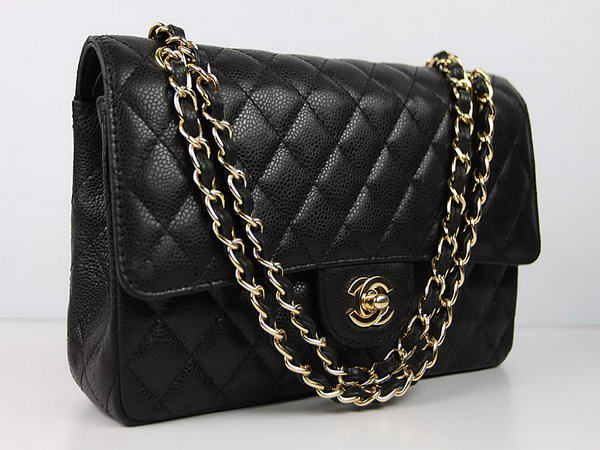 Chanel 2.55 Series Caviar Leather Flap Bag A01112 Black Golden Chanel 2.55 Series Caviar Leather Flap Bag A01112 Black Golden