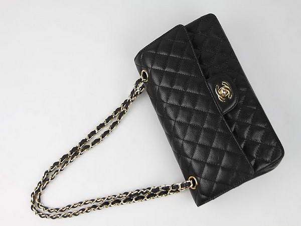 Chanel 2.55 Series Caviar Leather Flap Bag A01112 Black Golden Chanel 2.55 Series Caviar Leather Flap Bag A01112 Black Golden