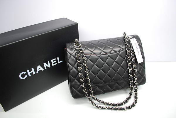 Chanel Jumbo Double Flaps Bag Black Original Lambskin Leather A36097 Silver Chanel Jumbo Double Flaps Bag Black Original Lambskin Leather A36097 Silver