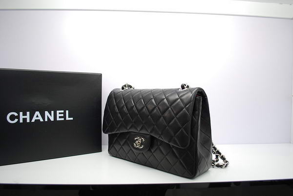 Chanel Jumbo Double Flaps Bag Black Original Lambskin Leather A36097 Silver Chanel Jumbo Double Flaps Bag Black Original Lambskin Leather A36097 Silver