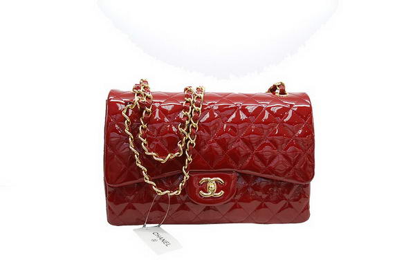 Hot Style Chanel Jumbo Double Flaps Bag Red Original Patent Leather A36097 gold