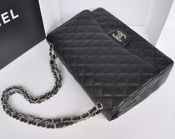 Hot Sell Chanel Maxi Classic Bag A36098 Black Original Caviar Leather Silver Hot Sell Chanel Maxi Classic Bag A36098 Black Original Caviar Leather Silver