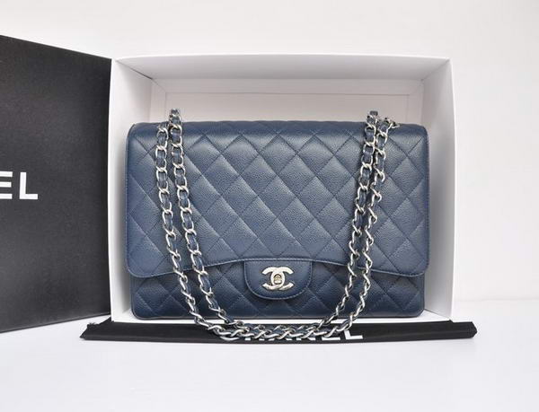 Chanel Original Caviar Leather Jumbo Flap Bag A47600 Blue Chanel Original Caviar Leather Jumbo Flap Bag A47600 Blue