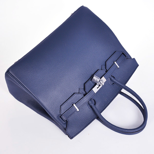Hermes Birkin 35CM Smooth Leather Handbag 6089 Dark Blue Silver Hermes Birkin 35CM Smooth Leather Handbag 6089 Dark Blue Silver