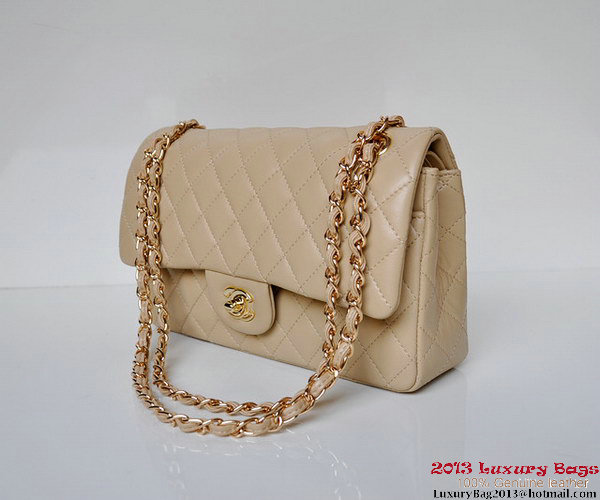Chanel A01112 Classic Flap Bag Apricot Sheepskin Gold Chanel A01112 Classic Flap Bag Apricot Sheepskin Gold