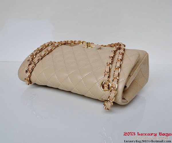 Chanel A01112 Classic Flap Bag Apricot Sheepskin Gold Chanel A01112 Classic Flap Bag Apricot Sheepskin Gold