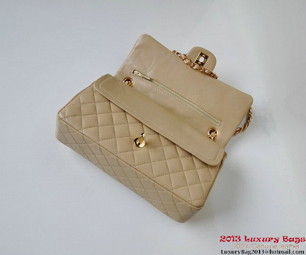 Chanel A01112 Classic Flap Bag Apricot Sheepskin Gold Chanel A01112 Classic Flap Bag Apricot Sheepskin Gold