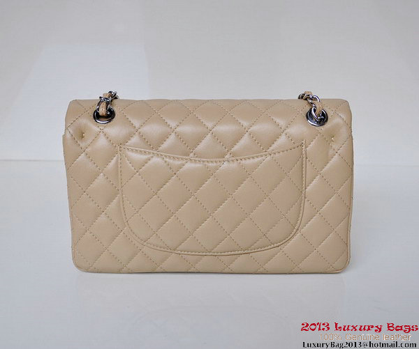Chanel A01112 Classic Flap Bag Apricot Sheepskin Silver Chanel A01112 Classic Flap Bag Apricot Sheepskin Silver