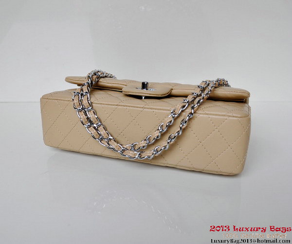 Chanel A01112 Classic Flap Bag Apricot Sheepskin Silver Chanel A01112 Classic Flap Bag Apricot Sheepskin Silver