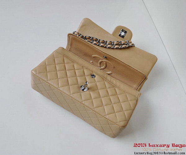 Chanel A01112 Classic Flap Bag Apricot Sheepskin Silver Chanel A01112 Classic Flap Bag Apricot Sheepskin Silver