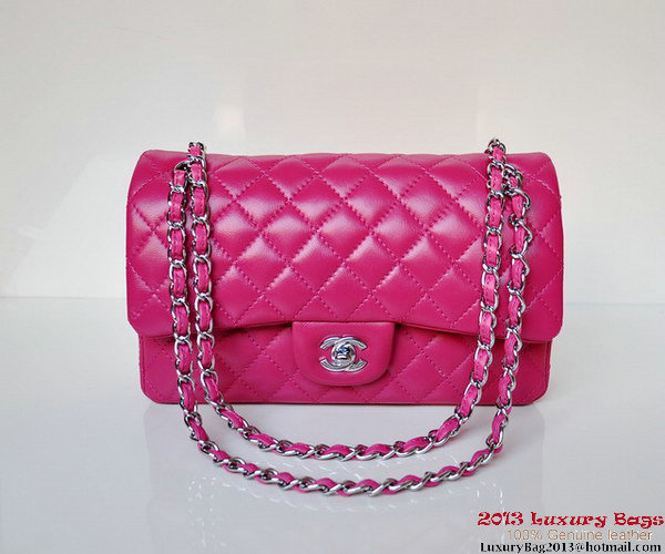 Chanel A01112 Classic Flap Bag Plum Sheepskin Silver Chanel A01112 Classic Flap Bag Plum Sheepskin Silver