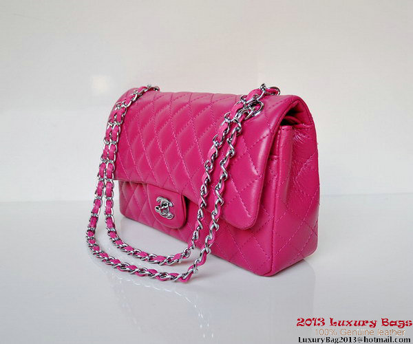 Chanel A01112 Classic Flap Bag Plum Sheepskin Silver Chanel A01112 Classic Flap Bag Plum Sheepskin Silver
