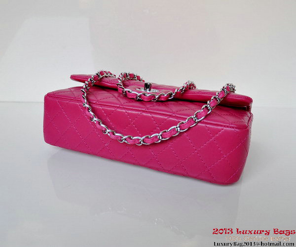 Chanel A01112 Classic Flap Bag Plum Sheepskin Silver Chanel A01112 Classic Flap Bag Plum Sheepskin Silver