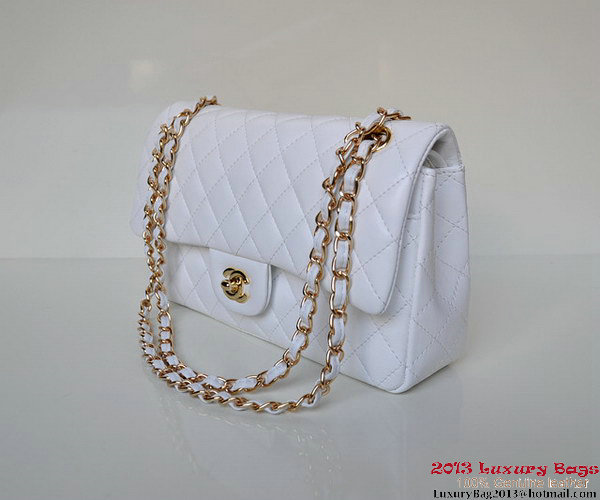 Chanel A01112 Classic Flap Bag White Sheepskin Gold Chanel A01112 Classic Flap Bag White Sheepskin Gold