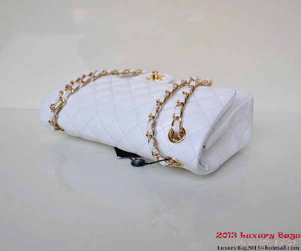 Chanel A01112 Classic Flap Bag White Sheepskin Gold Chanel A01112 Classic Flap Bag White Sheepskin Gold