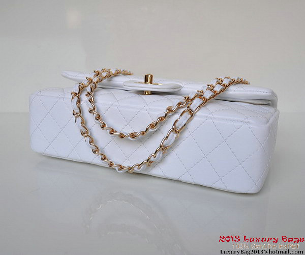 Chanel A01112 Classic Flap Bag White Sheepskin Gold Chanel A01112 Classic Flap Bag White Sheepskin Gold