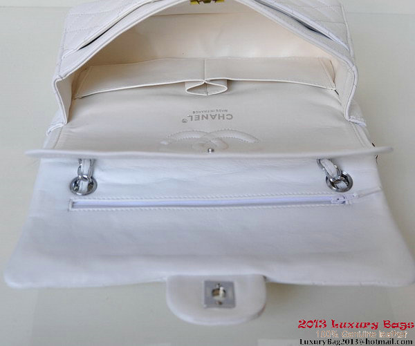 Chanel A01112 Classic Flap Bag White Sheepskin Silver Chanel A01112 Classic Flap Bag White Sheepskin Silver