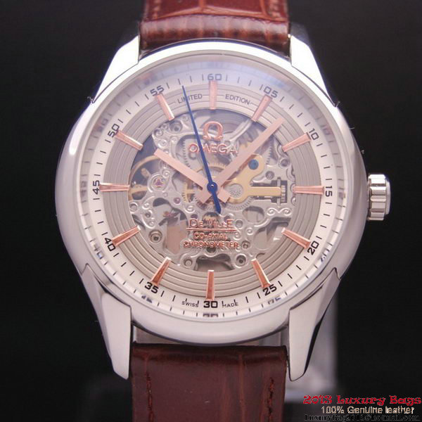 OMEGA DE VILLE Tourbillon Watches Steel on Brown Leather Strap Om7001