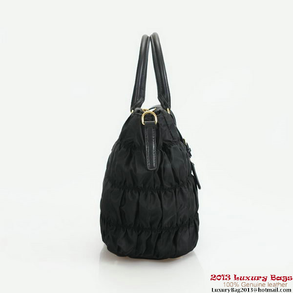 Prada Gaufre Fabric Top Handle Bag BN1788 Black Prada Gaufre Fabric Top Handle Bag BN1788 Black
