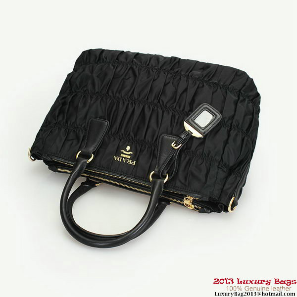 Prada Gaufre Fabric Top Handle Bag BN1788 Black Prada Gaufre Fabric Top Handle Bag BN1788 Black