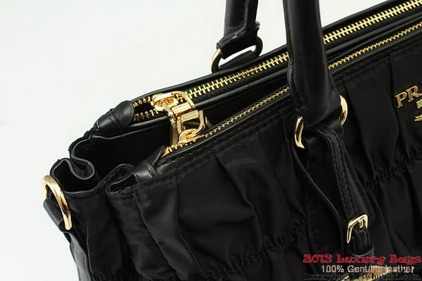 Prada Gaufre Fabric Top Handle Bag BN1788 Black Prada Gaufre Fabric Top Handle Bag BN1788 Black