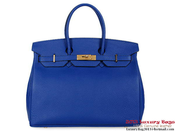 Hermes Birkin 35CM RoyalBlue Clemence Leather Tote Bag Gold Hermes Birkin 35CM RoyalBlue Clemence Leather Tote Bag Gold