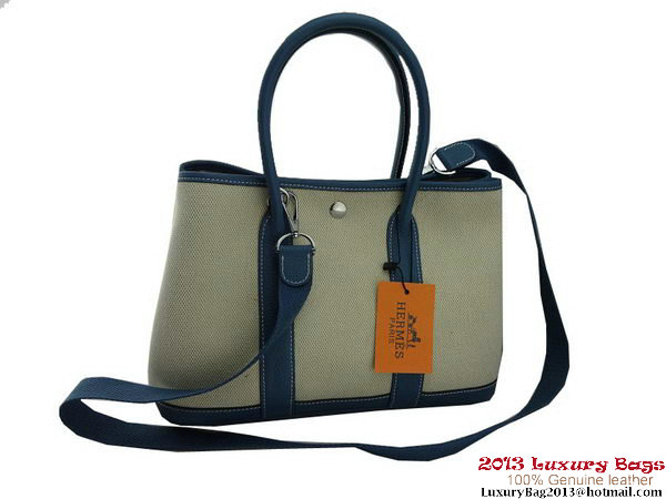 Hermes Garden Party 30CM Bag Fabric Blue