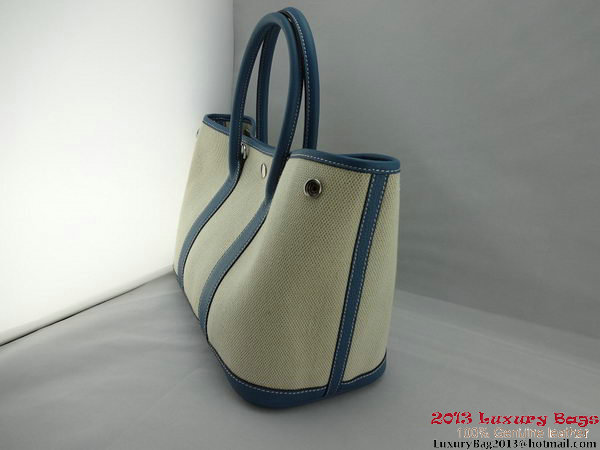 Hermes Garden Party 30CM Bag Fabric Blue Hermes Garden Party 30CM Bag Fabric Blue
