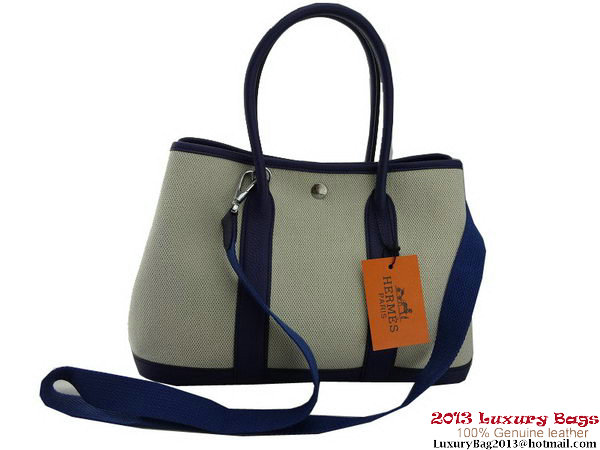 Hermes Garden Party 30CM Bag Fabric Dark Blue
