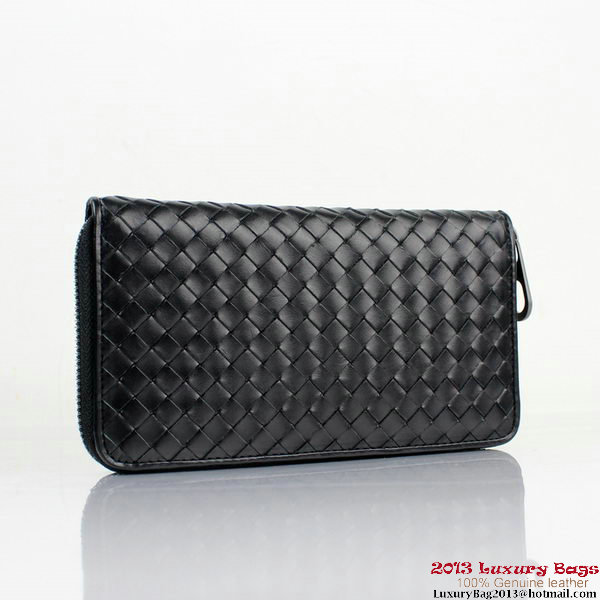 Bottega Veneta BV5012 Intrecciato Nappa Zip Around Wallet Black Bottega Veneta BV5012 Intrecciato Nappa Zip Around Wallet Black