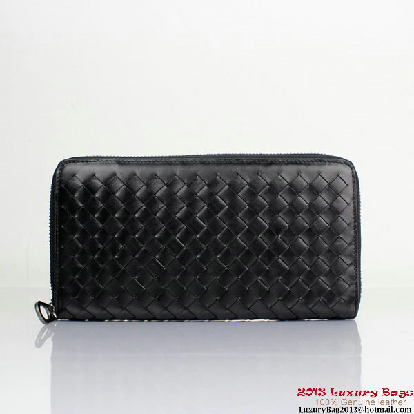Bottega Veneta BV5017 Intrecciato Nappa Zip Around Wallet Black Bottega Veneta BV5017 Intrecciato Nappa Zip Around Wallet Black