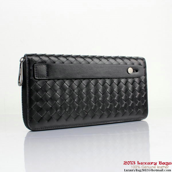 Bottega Veneta BV5017 Intrecciato Nappa Zip Around Wallet Black Bottega Veneta BV5017 Intrecciato Nappa Zip Around Wallet Black