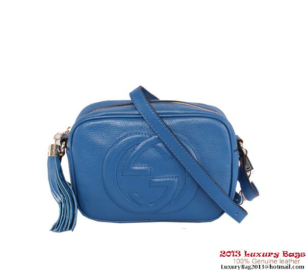 Gucci Soho Calfskin Leather Disco Bag 308364 Blue