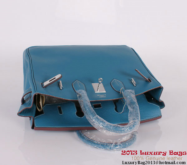 Hermes Birkin 35CM Tote Bag Clemence Leather H-35 Blue Hermes Birkin 35CM Tote Bag Clemence Leather H-35 Blue