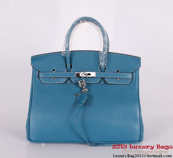 Hermes Birkin 35CM Tote Bag Clemence Leather H-35 Blue Hermes Birkin 35CM Tote Bag Clemence Leather H-35 Blue