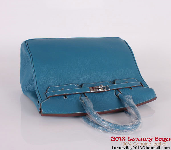 Hermes Birkin 35CM Tote Bag Clemence Leather H-35 Blue Hermes Birkin 35CM Tote Bag Clemence Leather H-35 Blue