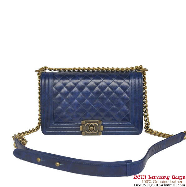 Boy Chanel Flap Shoulder Bag Iridescent Leather A67086 Blue