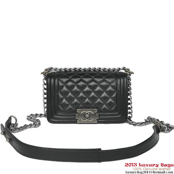 Boy Chanel Small Flap Shoulder Bag Sheepskin Leather A67086 Black