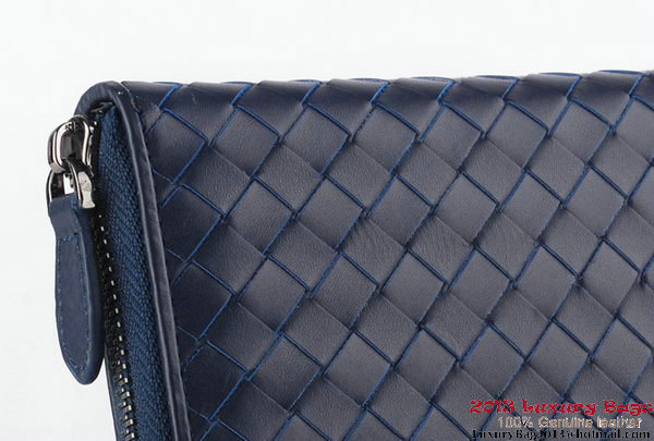 Bottega Veneta Intrecciato Nappa Zippy Wallet BV1571 Blue Bottega Veneta Intrecciato Nappa Zippy Wallet BV1571 Blue
