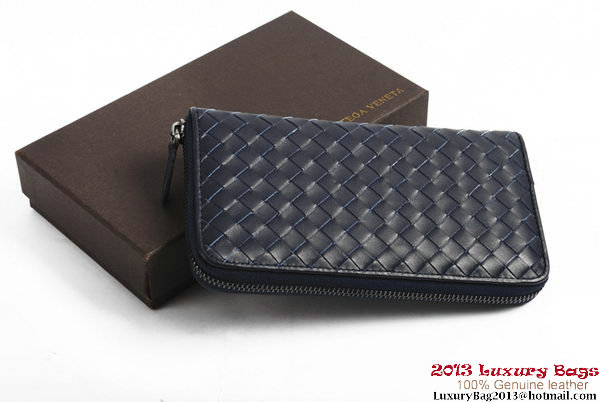 Bottega Veneta Intrecciato Nappa Zippy Wallet BV1571 Blue Bottega Veneta Intrecciato Nappa Zippy Wallet BV1571 Blue