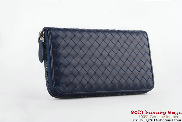 Bottega Veneta Intrecciato Nappa Zippy Wallet BV1571 Blue Bottega Veneta Intrecciato Nappa Zippy Wallet BV1571 Blue