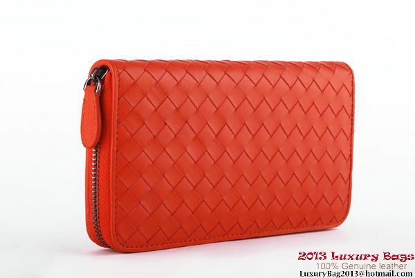 Bottega Veneta Intrecciato Nappa Zippy Wallet BV1571 Orange Bottega Veneta Intrecciato Nappa Zippy Wallet BV1571 Orange