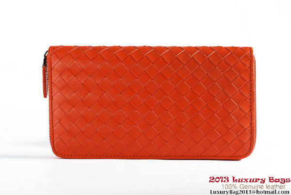Bottega Veneta Intrecciato Nappa Zippy Wallet BV1571 Orange Bottega Veneta Intrecciato Nappa Zippy Wallet BV1571 Orange