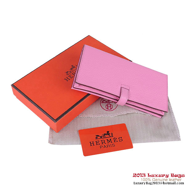 Hermes Bearn Japonaise Clemence Leather Wallet H005 Pink Hermes Bearn Japonaise Clemence Leather Wallet H005 Pink