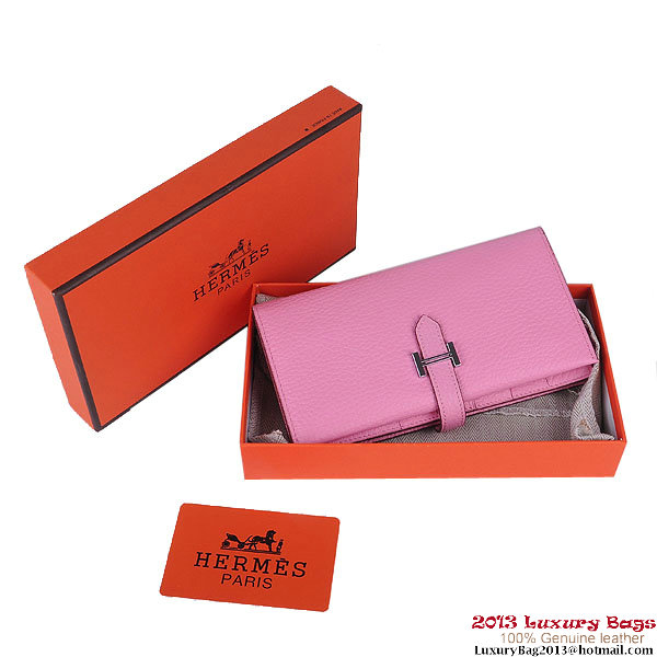 Hermes Bearn Japonaise Clemence Leather Wallet H005 Pink Hermes Bearn Japonaise Clemence Leather Wallet H005 Pink