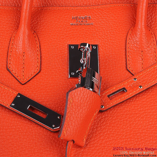 Hermes Birkin 30CM Tote Bags Orange Clemence Leather Silver Hermes Birkin 30CM Tote Bags Orange Clemence Leather Silver