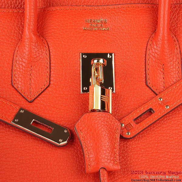 Hermes Birkin 35CM Tote Bag Orange Clemence Leather H6089 Gold Hermes Birkin 35CM Tote Bag Orange Clemence Leather H6089 Gold