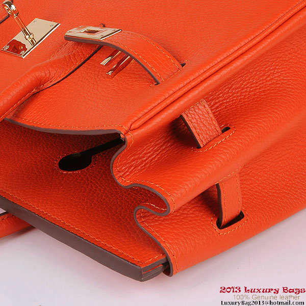 Hermes Birkin 35CM Tote Bag Orange Clemence Leather H6089 Gold Hermes Birkin 35CM Tote Bag Orange Clemence Leather H6089 Gold