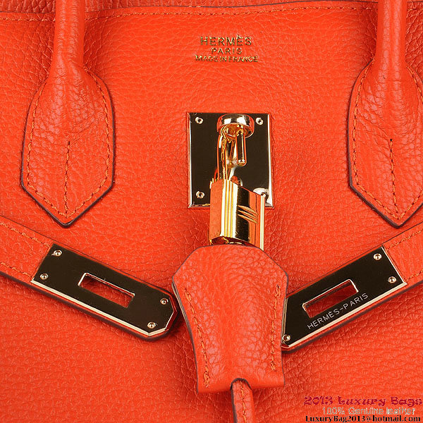 Hermes Birkin 35CM Tote Bag Orange Clemence Leather H6089 Gold Hermes Birkin 35CM Tote Bag Orange Clemence Leather H6089 Gold